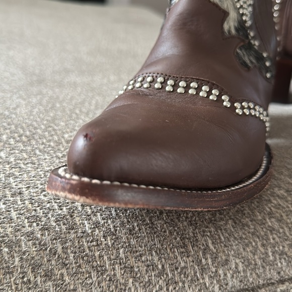 J. B. Dillon Studded and Fur Ankle Cowgirl Boots - Picture 8 of 8